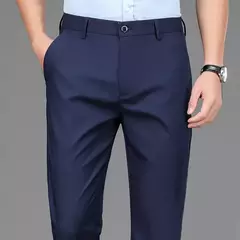 Calça stretch preta monocromática masculina, calça casual inteligente, secagem rápida, coreana, reta, escritório, primavera, outono, nova na internet