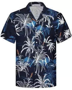 Camisa havaiana masculina de botão manga curta, estampada em coqueiro, camisa aloha, camisa casual de praia, plus size, moda verão, 6XL na internet