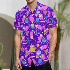 Camiseta havaiana masculina de manga curta, estampa de ovelha 3D, roupas de praia soltas, camisas grandes, verão - Wolf Magazine