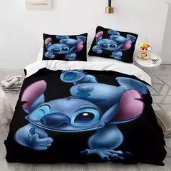 Disney Stitch Cartoon 3D Impresso Lençóis, Conjunto de Têxtil Doméstico Infantil, Capa para Colcha, Fronha, 3 pcs - loja online