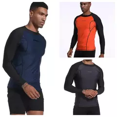 Manga comprida masculina Rash Guard Swimwear, camiseta de Surf seca rápida, camisa apertada de mergulho, roupas de ginástica, proteção UV50 +, azul, nadar, 2023 - loja online