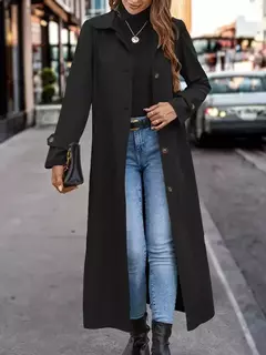 Trench coat de Natal para mulheres, casaco de manga comprida com botões, lapela solta, roupas ao ar livre, moda, outono e inverno, 2024 - loja online