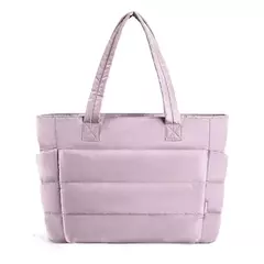 BAGSMART-Sacola acolchoada de algodão grande quadrado para mulheres, rosa, acolchoado feminino, bolsa de compras inchada, simples, diária