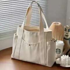 Estilo preppy bolsa de ombro unissex grande capacidade bolsa casual versátil sólida bolsa de lona estudante viajando zíper saco quadrado