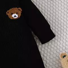 Urso dos desenhos animados Tiny Button Onesies para o bebê recém-nascido, macacão infantil de manga comprida, macacão infantil, 0 a 18 meses - loja online