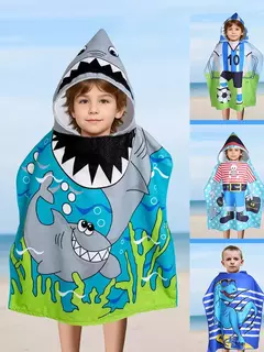 Xaile encapuzado dos desenhos animados aleatórios infantis, robe longo do menino, toalha de praia, maiô, 1pc na internet