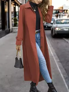 Trench coat de Natal para mulheres, casaco de manga comprida com botões, lapela solta, roupas ao ar livre, moda, outono e inverno, 2024 - Wolf Magazine