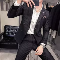 (Blazer + calças) high-end marca formal negócios xadrez terno dos homens noivo vestido de casamento cor sólida palco desempenho smoking S-7XL na internet