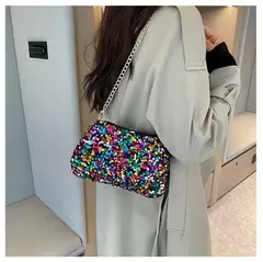 Lantejoulas crossbody saco de corrente simples ins cor sólida lantejoulas bolsa de ombro axilas bolsa de telefone noite sacos de embreagem bolsa - Wolf Magazine