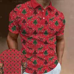 3D Natal Imprimir Polo T-shirts para homens, camisas soltas de grandes dimensões, Street Designer, mangas curtas, roupas simples, alta qualidade na internet