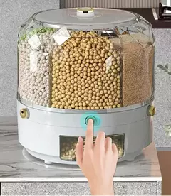 Cozinha Caixa De Armazenamento Com 360 Graus De Rotação, Distribuidor De Arroz, Selado, Cereal Seco, Balde De Grão, À Prova De Umidade, Recipiente De Alimento