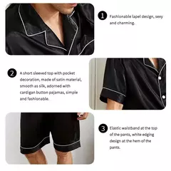 Conjunto de pijamas de manga curta masculino, camisa e shorts de botão, pijamas, bolsos, roupa de verão - loja online