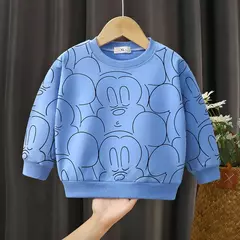 Moletom de manga comprida Disney mickey, roupas infantis, pulôver solto com gola redonda, camisa básica para menino e menina, tops da moda outono - comprar online