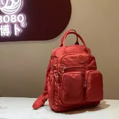 Imagem do Mochila de nylon impermeável com zíper para mulheres, bolsa de laptop multi-bolso, alça macia, sólida, viagem, fêmea, moda