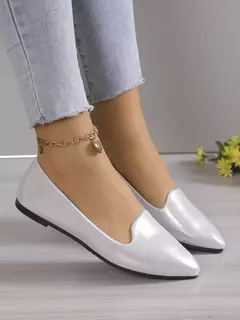 Mocassins deslizantes respiráveis para mulheres, sapatilhas rasas de balé elástico, fundo macio, sapatos de barco com dedo apontado, tamanho grande, 43, moda, 2024 - comprar online