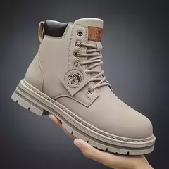 Bota de tornozelo com renda masculina, sapato de motocicleta, cano alto, verde, bota masculina de caminhada, moda inverno, novo, quente - loja online