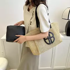 Bolsa de ombro de grande capacidade para mulheres, bolsa casual, personalizada, tecida, nova moda, verão, 2024 - comprar online