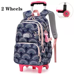 Rolling School Bags for Girls, Mochila impermeável para crianças com rodas, Trolley Luggage Back Pack, Ensino médio - comprar online