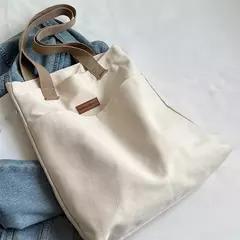 Sacola de lona monocromática para mulheres, designer, bolsa casual, bolsa de ombro, grande capacidade, algodão, reutilizável, praia, compras na internet