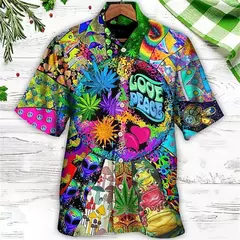 Imagem do Camisa dos homens do vintage 3D Havaiano Casual Wear Férias de praia Soltas montagem Masculina Top 2023 Dos Desenhos Animados Padrão Manga Curta Ao Ar Livre