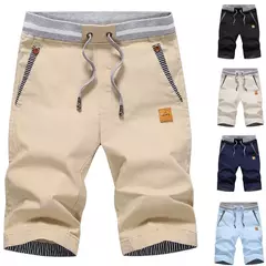 Imagem do Corredores de algodão respirável masculino, calções casuais de verão, calções novos, sweatshorts masculinos, cintura elástica, calças na altura do joelho, calças quentes