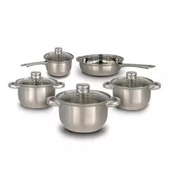 Conjunto Panelas 5 Peças Tampa Vidro Aço Inox - comprar online