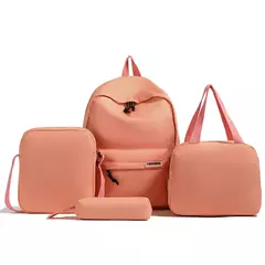 Conjunto de mochila monocromática de grande capacidade para estudantes primários, lancheira impermeável, bolsa crossbody para meninos e meninas, moda, 4 peças