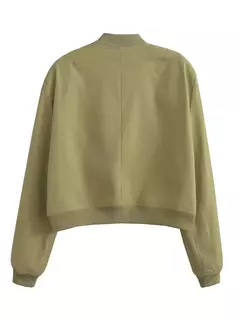 Willshela-Jaquetas bomber monocromáticas femininas, casaco com bolsos, decote em v, peito único, mangas compridas, roupas chiques para senhora, moda feminina - comprar online