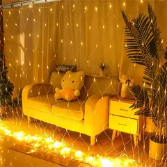 Impermeável Net Mesh Luzes LED, Fada Cortina, Guirlanda, Exterior, Jardim, Decoração de Casamento, Festa de Natal, 3m, 6m, 12m