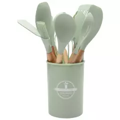 Conjunto De Utensílios De Cozinha De Silicone Antiaderente, Utensílios De Cozinha, Espátula, Pá, Batedores De Ovo, Cabo De Madeira, Ferramenta De Cozinha, Panelas, 12Pcs - comprar online