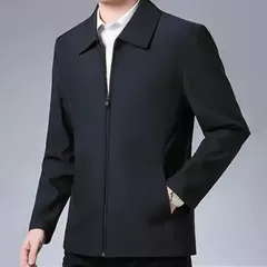 Jaquetas monocromáticas à prova de vento para homens de meia idade, casaco com zíper com gola lapela, jaquetas casuais masculinas, 5 tamanhos, inverno - comprar online