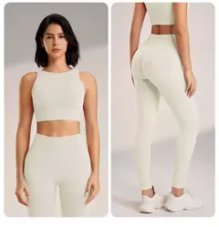 Conjunto de roupas de yoga feminino cintura alta leggings e topo duas peças sem costura roupas de exercício de fitness roupa interior de treino de fitness - Wolf Magazine