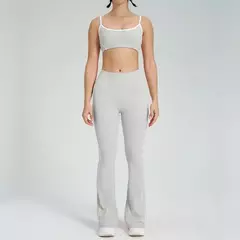 Terno de Yoga Patchwork de duas peças para mulheres, cintura alta Flare Leggings, roupas de treino Fitness Sportswear agasalho