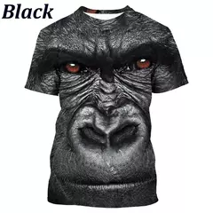 Homens e mulheres engraçados gorila e macaco camiseta estampada em 3D, tops casuais de manga curta, camisa animal, verão, nova moda imita - Wolf Magazine