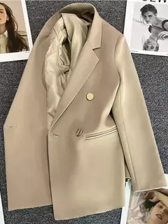 Casaco feminino elegante de terno esportivo, blazer casual, moda coreana, jaqueta de luxo, monocromática roupas femininas, primavera, outono