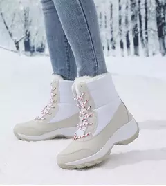 Botas de neve de plataforma antiderrapante para mulheres, Ankle Boots de pele quente, Cunhas impermeáveis, Botas altas para coxa, Sapatos de inverno