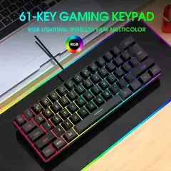 RGB Backlight Wired Mini Teclado Gaming, Ultra Compacto, Impermeável, Pequeno Compacto, 61 Teclas, Fit para PC, Mac Gamers, 60% - comprar online