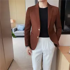 Ternos e blazers brancos masculinos, roupas estilo coreano, casacos com seios simples, jaquetas, jaqueta de waffle masculina, roupas - comprar online