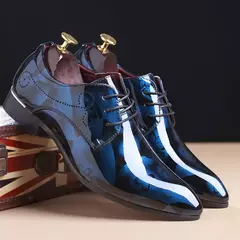 Sapatos masculinos de couro com estampa floral, sapatos formais de escritório, moda de luxo, casamento noivo, vestido Oxford, 37-50 - Wolf Magazine