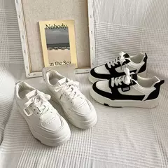 Tênis antiderrapantes de couro de sola macia feminino, sapatos confortáveis e respiráveis, de salto redondo, novos, primavera e outono, 2024 - Wolf Magazine