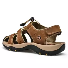 Sapatos masculinos casuais de couro genuíno, sandálias masculinas ao ar livre, sapatos romanos de praia, plus size 38-48, verão na internet