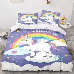 Imagem do Conjunto de cama unicórnio para crianças, capa de edredão infantil Rainbow Horse, fronha de berço, Lovely Bed Linens