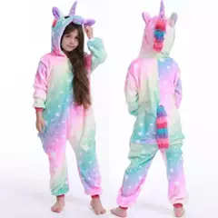 Imagem do Pijama infantil Unicórnio, Macacão Kigurumi, Flanela com capuz, Roupa da Casa, Macacão, Roxo, Rosa, Meninas, Criança, Crianças, 4 anos, 8 anos, 10 anos, 12 anos, 14 anos, 16 anos