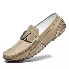 Mocassins de couro de luxo masculino, mocassins planos, sapatos para dirigir, sapatilhas masculinas, designer, alta qualidade