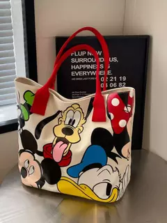 Bolsa de Ombro Disney-Mickey para mulheres, sacola versátil, bolsa de classe estudantil, grande capacidade, casual, desenhos animados, na moda