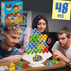 Stacking Building Blocks Jogo de tabuleiro para crianças e adultos, Tetra Tower, Fun Balance, Team, Dorm, Family Game, Night and Partie, 64pcs na internet