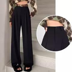 Calça feminina clássica de cintura alta, calça larga, reta, clássica, verão, outono, fato da moda, Lady, 2022