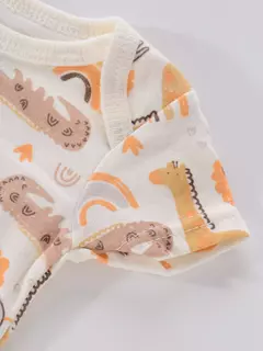 Recém-nascido manga curta em torno do pescoço macacão, onesies para bebês meninos e meninas, desenhos animados flores animais impressão, roupas infantis, 4pcs - loja online