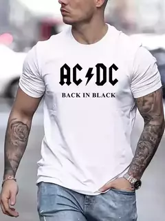 Imagem do Masculino Ac/dc Logo Camiseta de manga curta, camiseta esportiva redonda, preta, oficial, clássica, Hip Hop, banda de rock