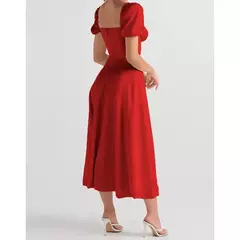 Vestido de renda feminino simples dividido, elegante manga folhada, vestido A, roupas femininas, pendulares, temperamento, nova moda na internet